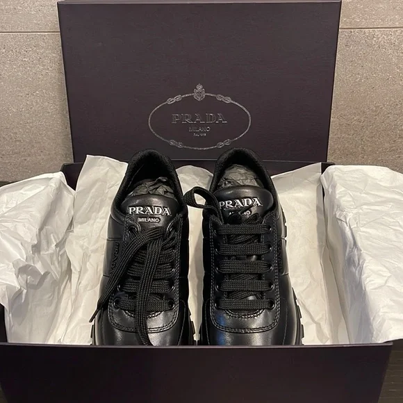 Prada Shoes Prada Calf Leather Womens Trainers Sz 36 Poshmark
